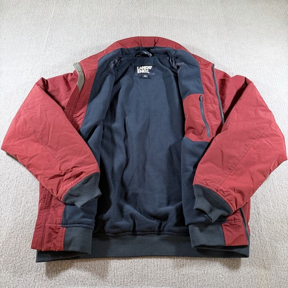 Lands‎ End Mens Nylon Fleece Jacket Size XL Burgundy Outdoors - Picture 6 of 9